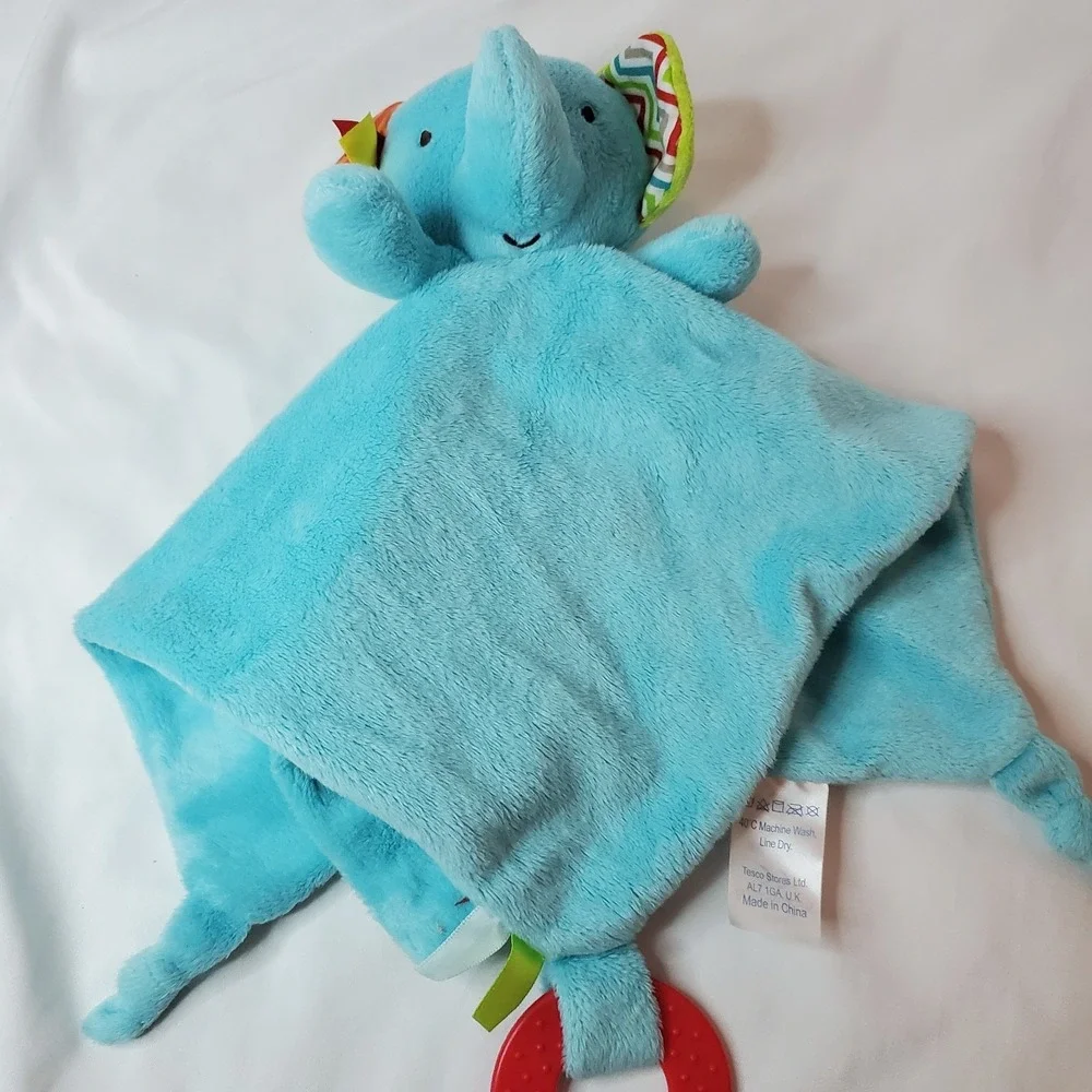Blue Elephant‎ Lovey Security Blanket Carousel Teether